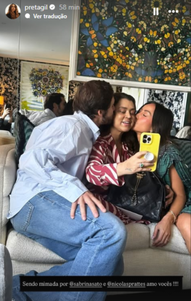 Preta Gil se encontra com Sabrina Sato e Nicolas Prattes 